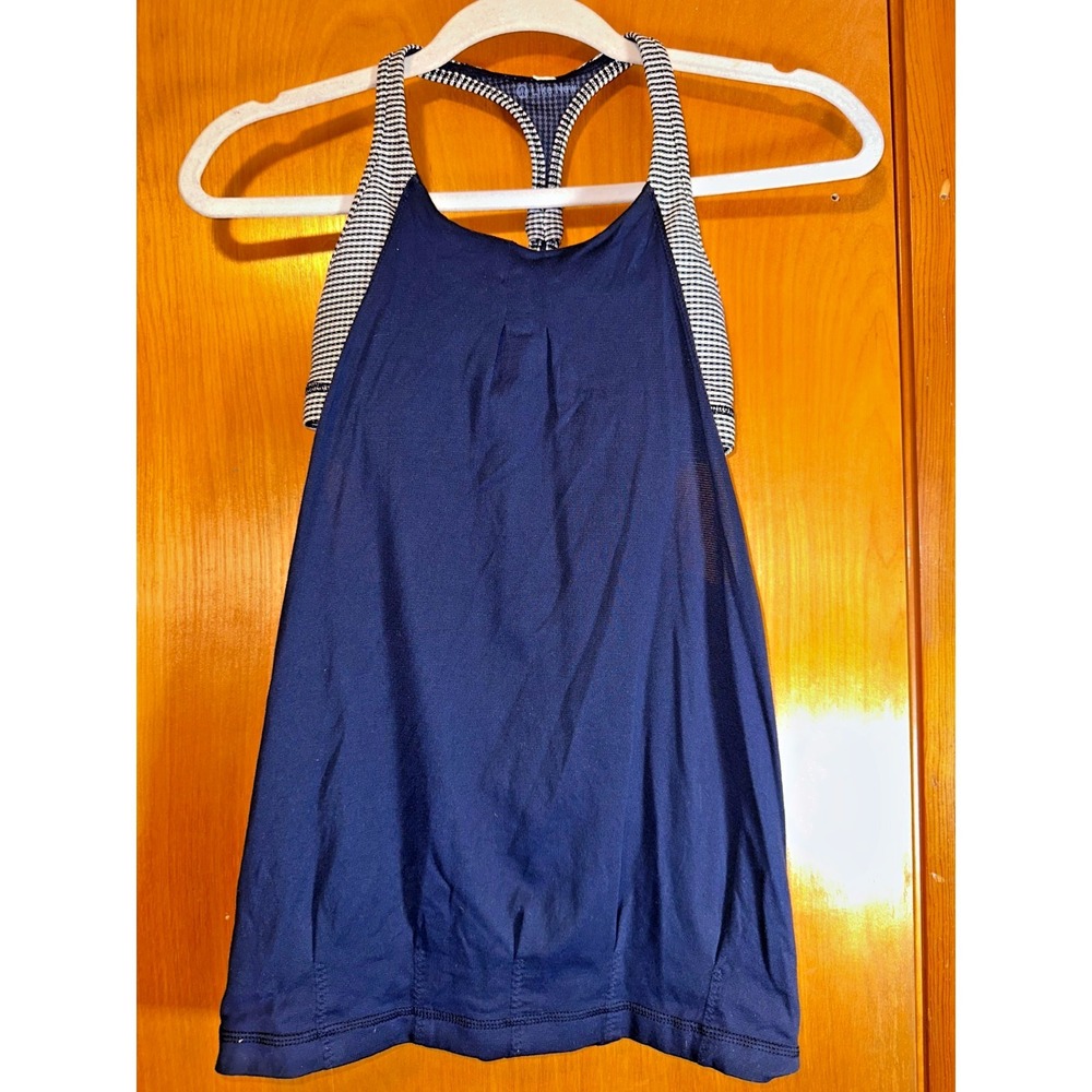 Lululemon Practice Freely Athletic Tank Racerback Bra Inkwell Gingham Size 2